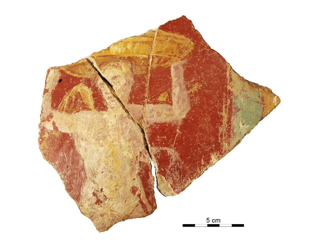 Fragmento de pared decorada con figura humana